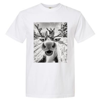 Funny Reindeer Selfie Christmas Garment-Dyed Heavyweight T-Shirt