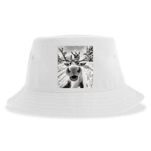 Funny Reindeer Selfie Christmas Sustainable Bucket Hat