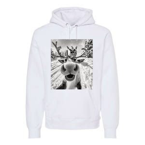 Funny Reindeer Selfie Christmas Premium Hoodie