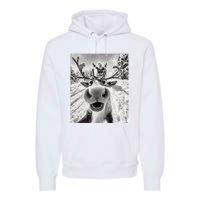 Funny Reindeer Selfie Christmas Premium Hoodie