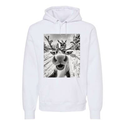 Funny Reindeer Selfie Christmas Premium Hoodie