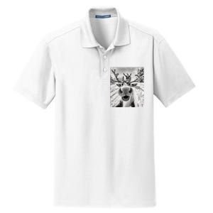 Funny Reindeer Selfie Christmas Dry Zone Grid Polo