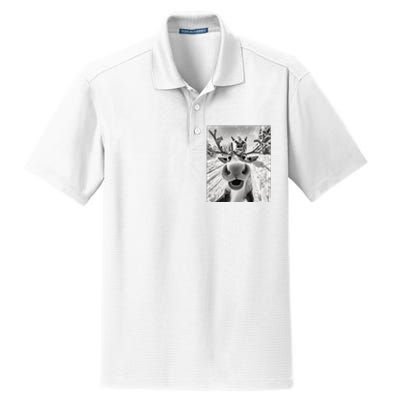 Funny Reindeer Selfie Christmas Dry Zone Grid Polo