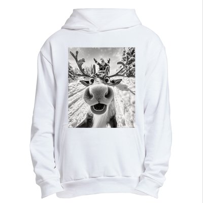 Funny Reindeer Selfie Christmas Urban Pullover Hoodie