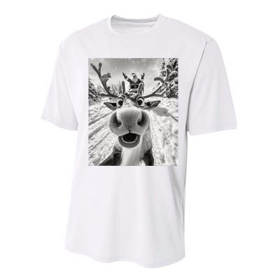 Funny Reindeer Selfie Christmas Performance Sprint T-Shirt