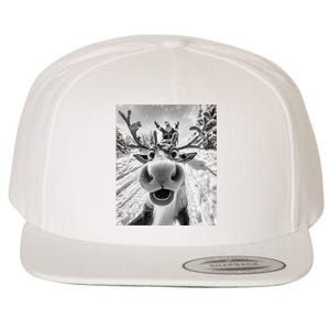 Funny Reindeer Selfie Christmas Wool Snapback Cap