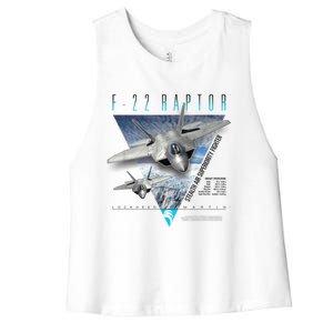 F22 Raptor Stealth Air Superiority Fighter Women's Racerback Cropped Tank