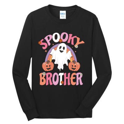 Family Retro Spooky Brother Groovy Retro Halloween Ghost Costume Gift Tall Long Sleeve T-Shirt