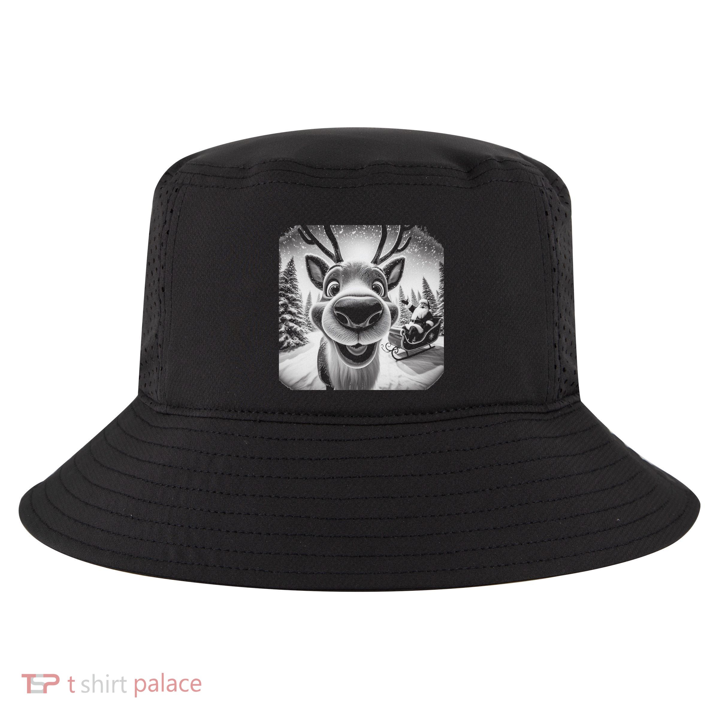 Funny Reindeer Selfie Christmas Cool Comfort Performance Bucket Hat