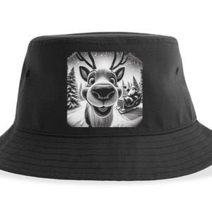 Funny Reindeer Selfie Christmas Sustainable Bucket Hat