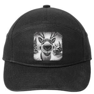 Funny Reindeer Selfie Christmas 7-Panel Snapback Hat