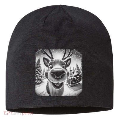 Funny Reindeer Selfie Christmas Sustainable Beanie