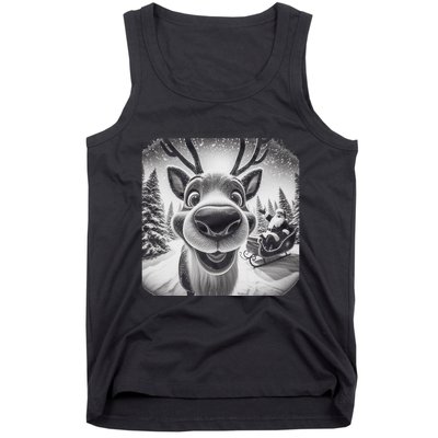 Funny Reindeer Selfie Christmas Tank Top