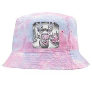 Funny Reindeer Selfie Christmas Tie-Dyed Bucket Hat