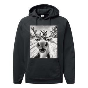 Funny Reindeer Selfie Christmas Performance Fleece Hoodie