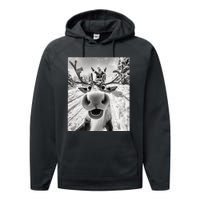 Funny Reindeer Selfie Christmas Performance Fleece Hoodie