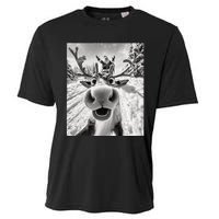 Funny Reindeer Selfie Christmas Cooling Performance Crew T-Shirt