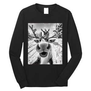 Funny Reindeer Selfie Christmas Long Sleeve Shirt