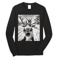 Funny Reindeer Selfie Christmas Long Sleeve Shirt