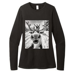 Funny Reindeer Selfie Christmas Womens CVC Long Sleeve Shirt