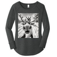 Funny Reindeer Selfie Christmas Women's Perfect Tri Tunic Long Sleeve Shirt