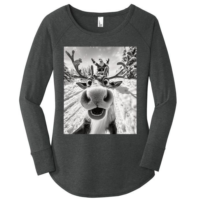 Funny Reindeer Selfie Christmas Women's Perfect Tri Tunic Long Sleeve Shirt