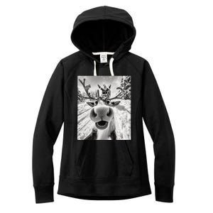 Funny Reindeer Selfie Christmas Women's Fleece Hoodie