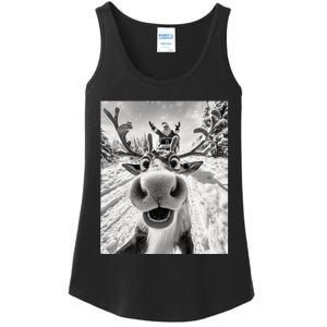 Funny Reindeer Selfie Christmas Ladies Essential Tank