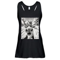 Funny Reindeer Selfie Christmas Ladies Essential Flowy Tank