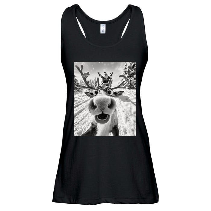 Funny Reindeer Selfie Christmas Ladies Essential Flowy Tank