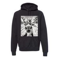 Funny Reindeer Selfie Christmas Premium Hoodie