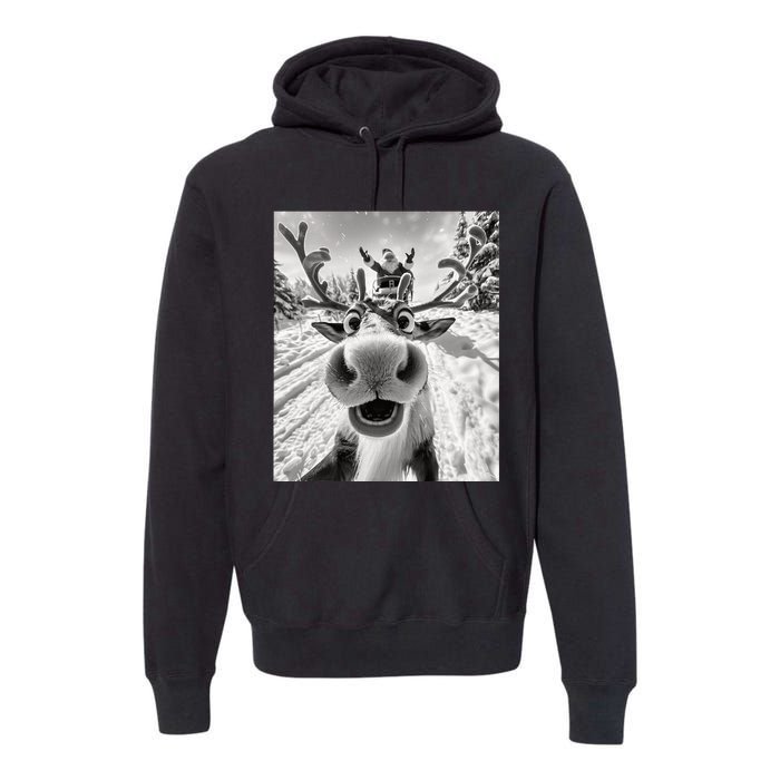 Funny Reindeer Selfie Christmas Premium Hoodie