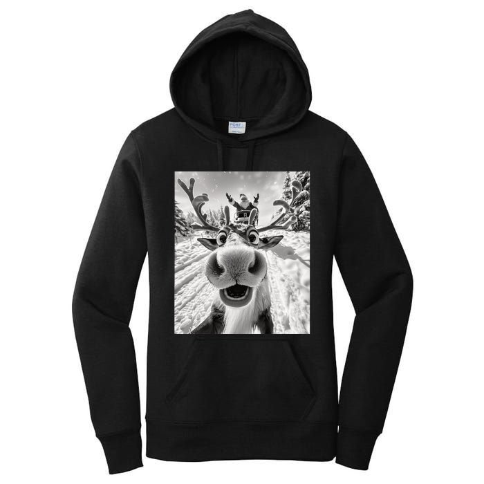 Funny Reindeer Selfie Christmas Women's Pullover Hoodie