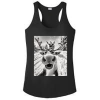 Funny Reindeer Selfie Christmas Ladies PosiCharge Competitor Racerback Tank