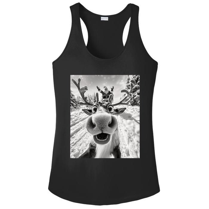 Funny Reindeer Selfie Christmas Ladies PosiCharge Competitor Racerback Tank