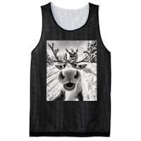 Funny Reindeer Selfie Christmas Mesh Reversible Basketball Jersey Tank