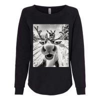 Funny Reindeer Selfie Christmas Womens California Wash Sweatshirt