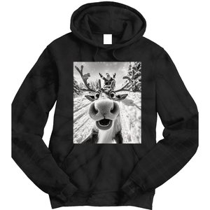 Funny Reindeer Selfie Christmas Tie Dye Hoodie