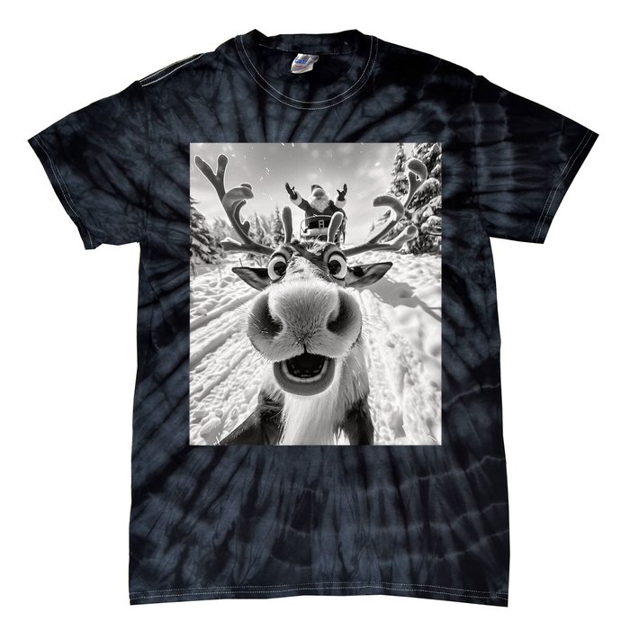 Funny Reindeer Selfie Christmas Tie-Dye T-Shirt