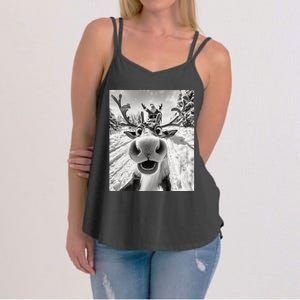 Funny Reindeer Selfie Christmas Women's Strappy Tank