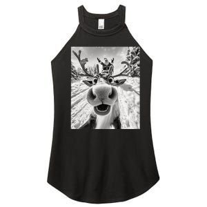 Funny Reindeer Selfie Christmas Women's Perfect Tri Rocker Tank