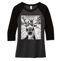 Funny Reindeer Selfie Christmas Women's Tri-Blend 3/4-Sleeve Raglan Shirt