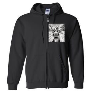 Funny Reindeer Selfie Christmas Full Zip Hoodie