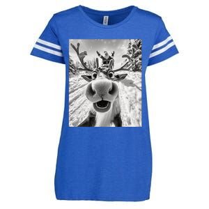 Funny Reindeer Selfie Christmas Enza Ladies Jersey Football T-Shirt