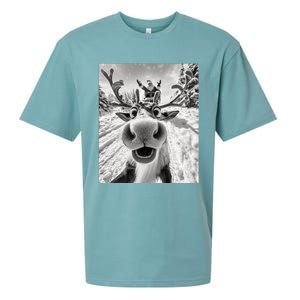 Funny Reindeer Selfie Christmas Sueded Cloud Jersey T-Shirt