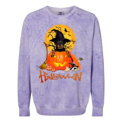 Funny Rottweiler Spooky Halloween Colorblast Crewneck Sweatshirt