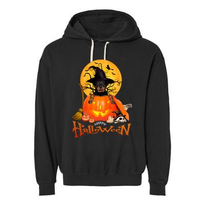 Funny Rottweiler Spooky Halloween Garment-Dyed Fleece Hoodie