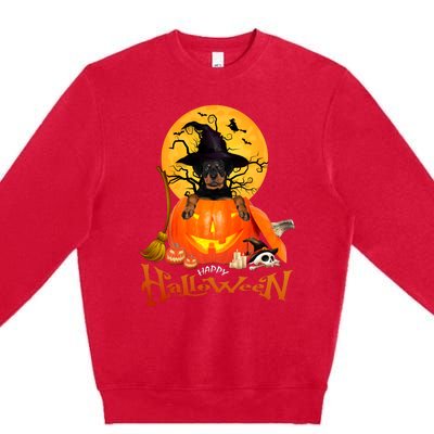 Funny Rottweiler Spooky Halloween Premium Crewneck Sweatshirt