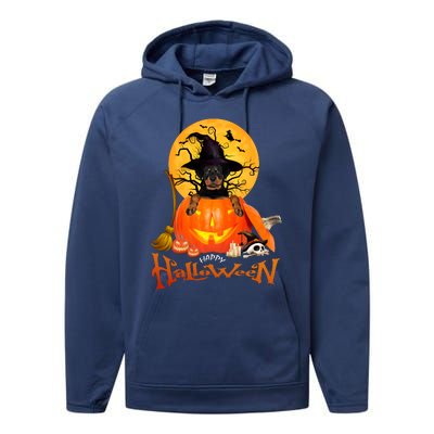 Funny Rottweiler Spooky Halloween Performance Fleece Hoodie