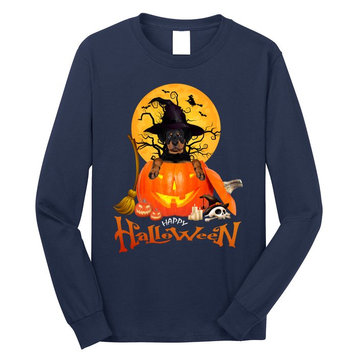 Funny Rottweiler Spooky Halloween Long Sleeve Shirt